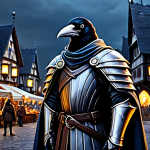 Home 11 나이트크로우 모바일 버전 특징 - **Prompt:** A fully clothed, professional-looking Night Crows character in modest armor, standing in...