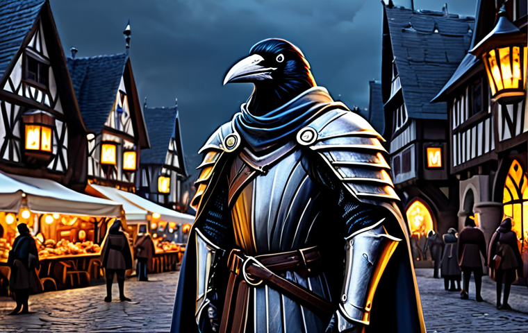 나이트크로우 모바일 버전 특징 - **Prompt:** A fully clothed, professional-looking Night Crows character in modest armor, standing in...