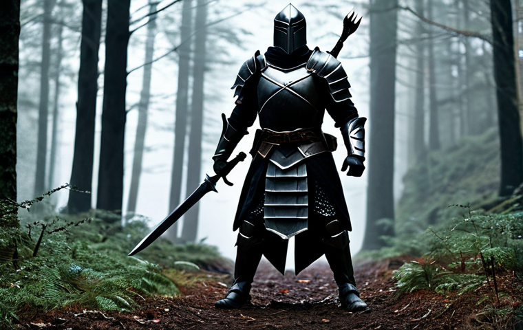 나이트크로우 인기 코스튬 정보 - **Prompt:** A powerful warrior in the "Shadow Striker" costume, fully clothed in dark, agile armor, ...